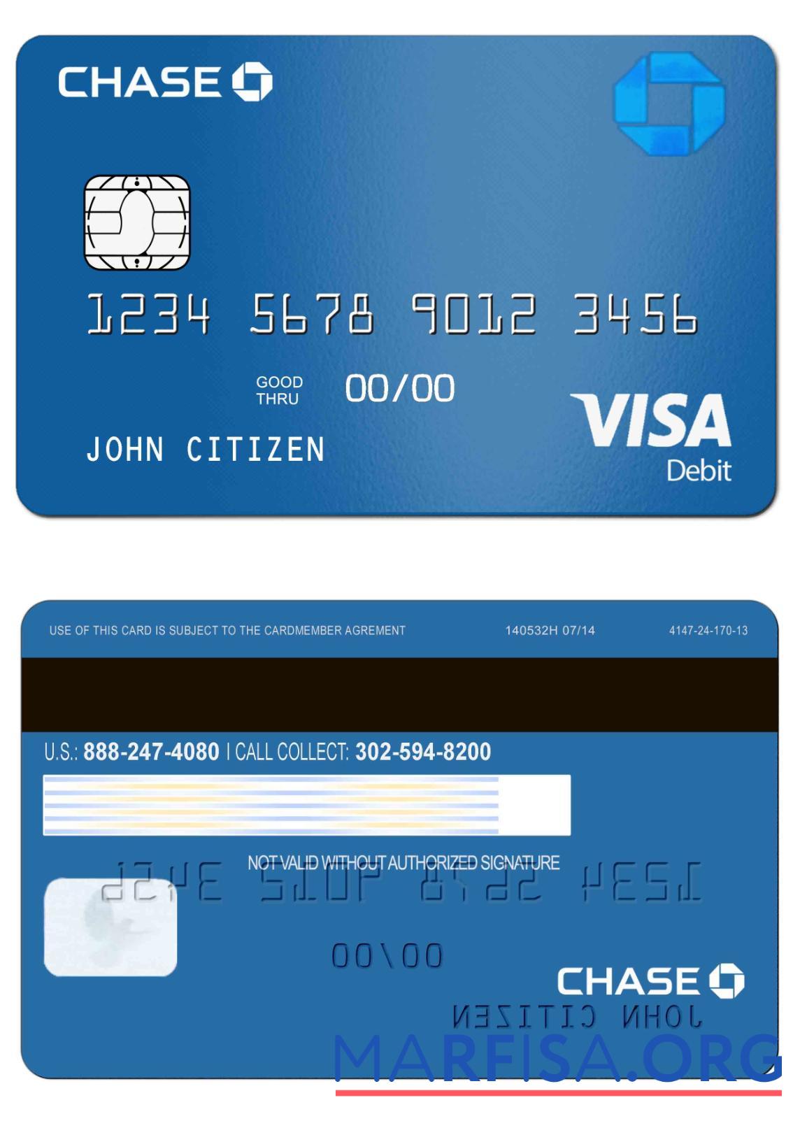 Realistic USA Chase Bank Visa Debit Card real example